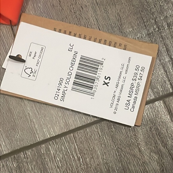 NEW Volcom Simply Solid Orange Cheekini Bikini Set size XS - Picture 5 of 11